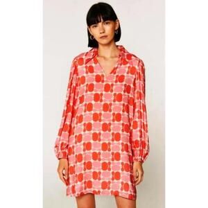 Compania Fantastica Geometric Pink & Red Long Sleeve Open Neckline Dress Size XL